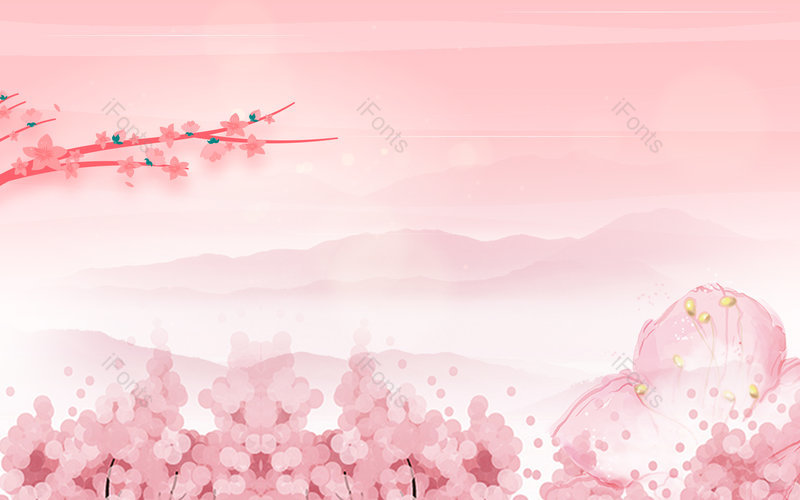 粉色浪漫樱花古风泼墨大气通用背景,插画/手绘图,插画/手绘图库,插画/手绘图下载,插画/手绘